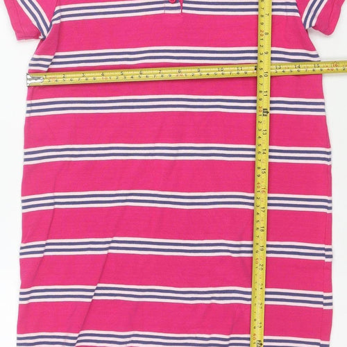 Next Girls Pink Striped Shirt Dress 13 Years Cotton Summer Casual