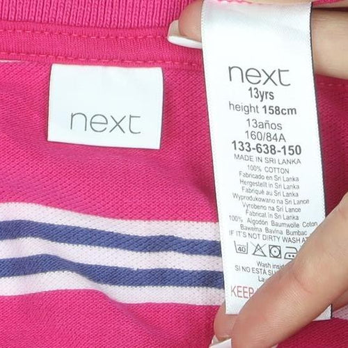 Next Girls Pink Striped Shirt Dress 13 Years Cotton Summer Casual