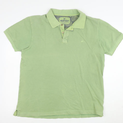 Mantaray Men’s Green Cotton Short Sleeve Polo Shirt Size L