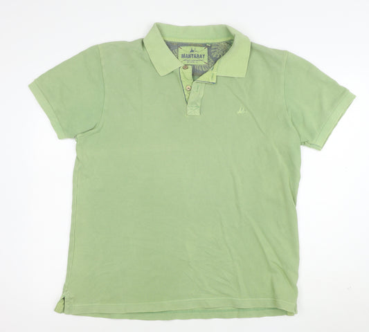 Mantaray Men’s Green Cotton Short Sleeve Polo Shirt Size L