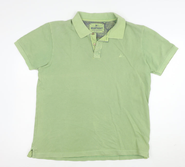 Mantaray Men’s Green Cotton Short Sleeve Polo Shirt Size L