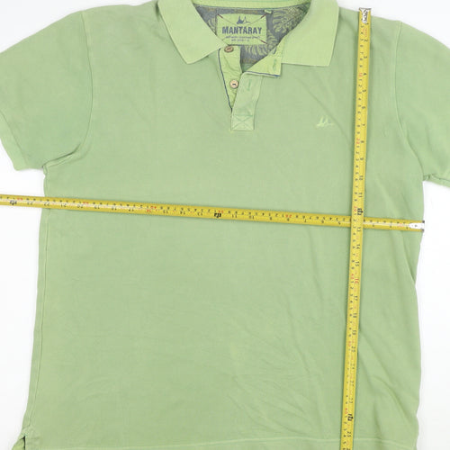 Mantaray Men’s Green Cotton Short Sleeve Polo Shirt Size L