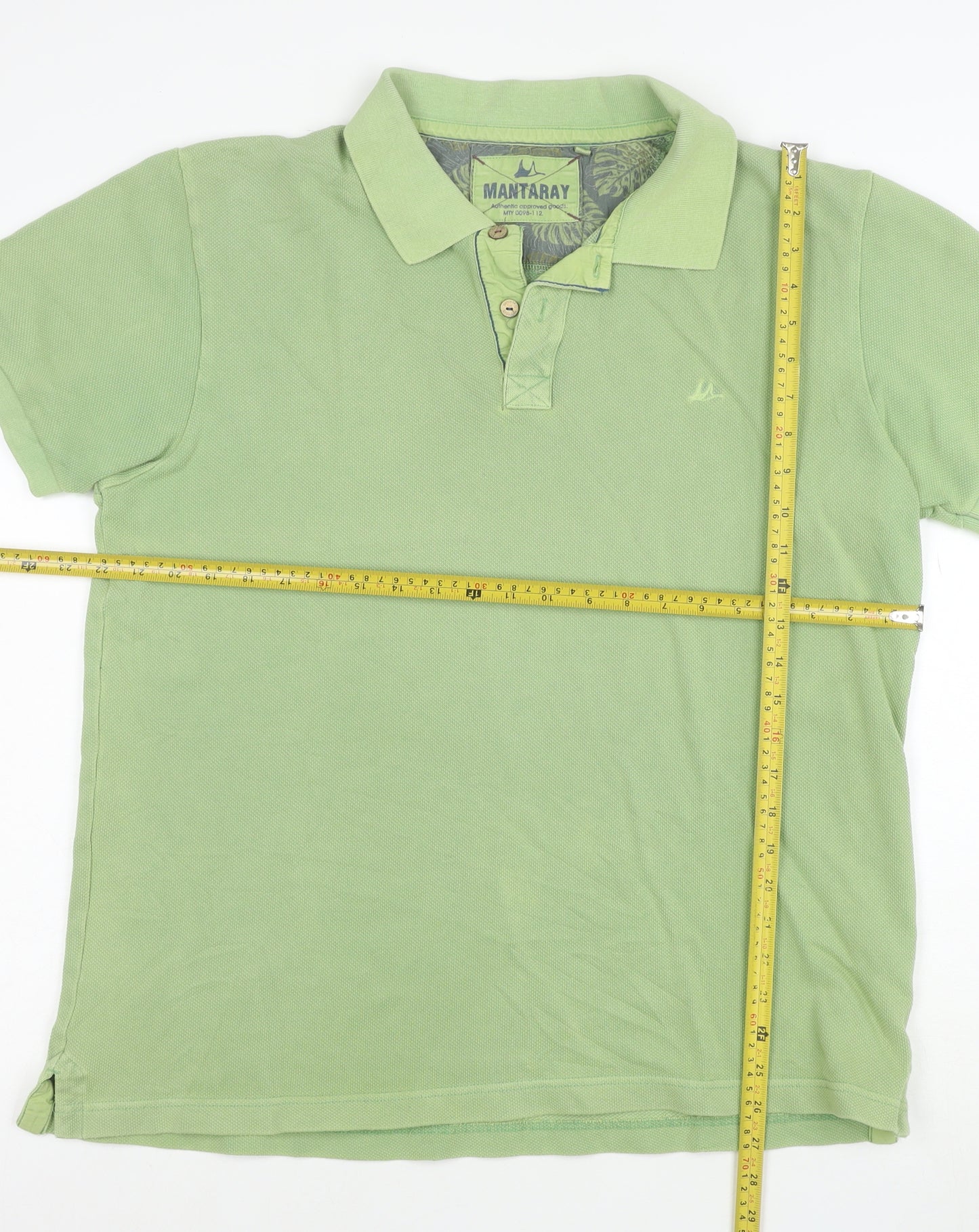 Mantaray Men’s Green Cotton Short Sleeve Polo Shirt Size L
