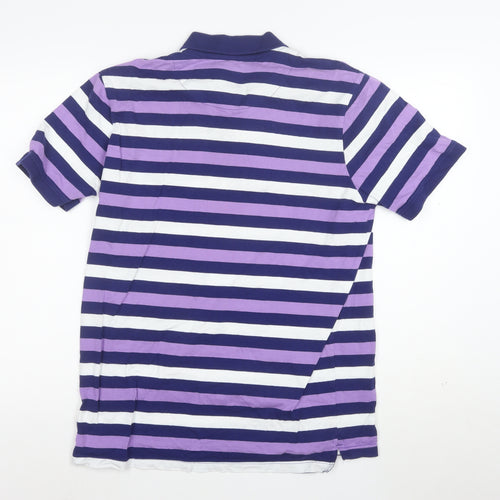 Crew Clothing Co. Men's Purple Striped Cotton Polo Shirt Size L