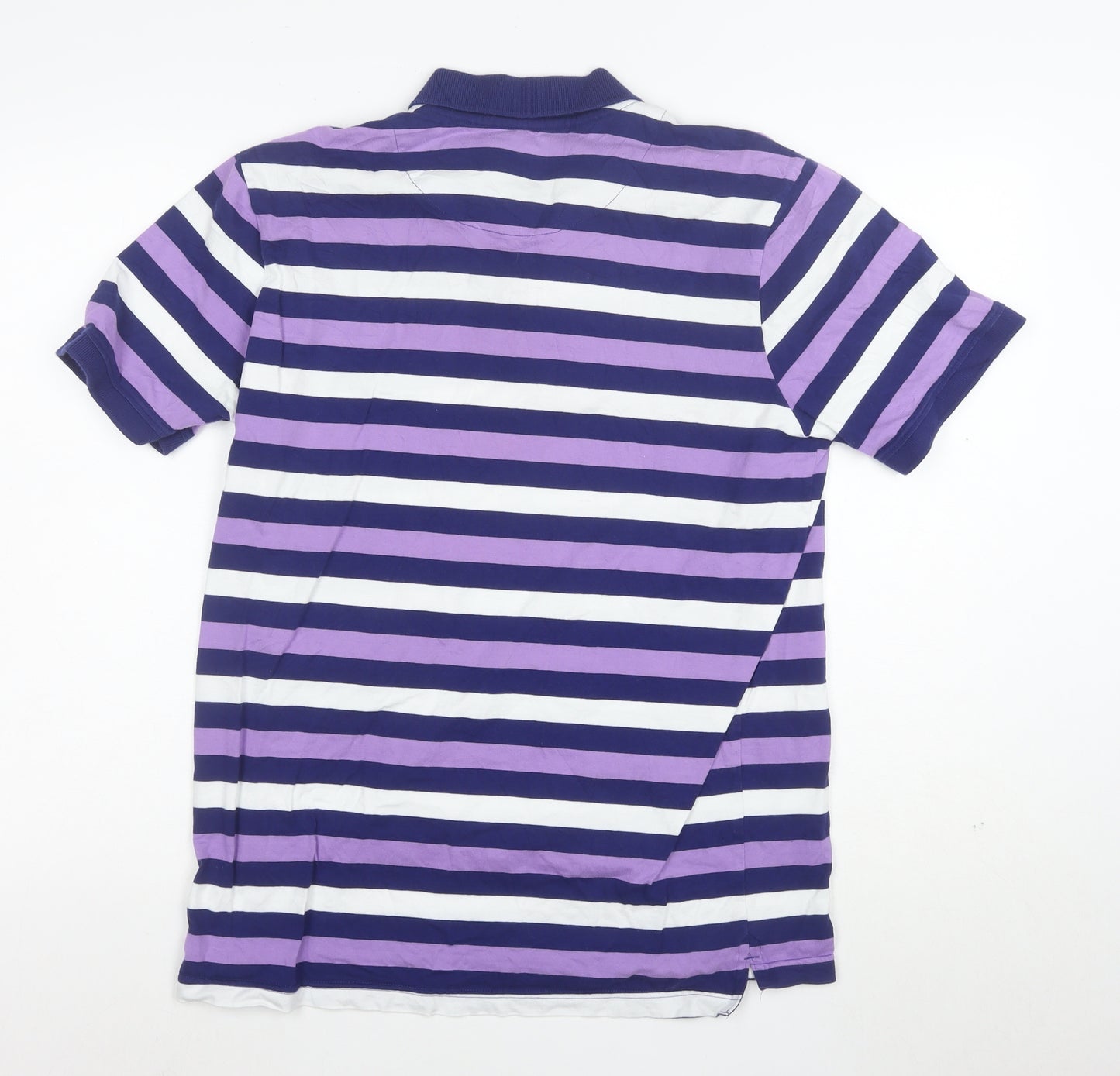 Crew Clothing Co. Men's Purple Striped Cotton Polo Shirt Size L