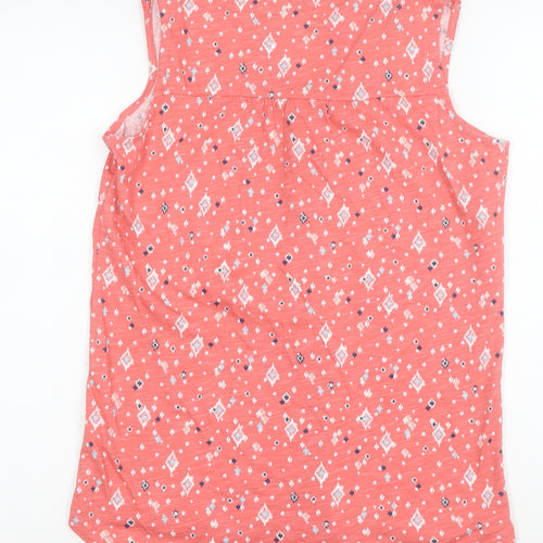 Bonmarché Women's Pink Geometric Sleeveless Cotton Button-Up Top Size 10