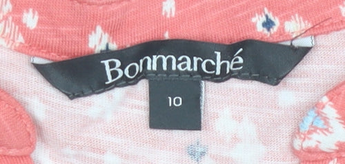 Bonmarché Women's Pink Geometric Sleeveless Cotton Button-Up Top Size 10