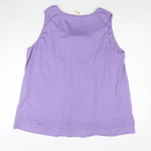 Being Casual Women’s Purple Embroidered Floral Tunic Tank Top Size 24