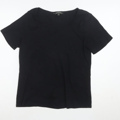 Bonmarche Women's Black Cotton Square Neck Short Sleeve T-Shirt Size 18