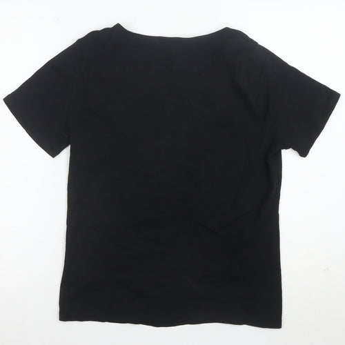 Bonmarche Women's Black Cotton Square Neck Short Sleeve T-Shirt Size 18