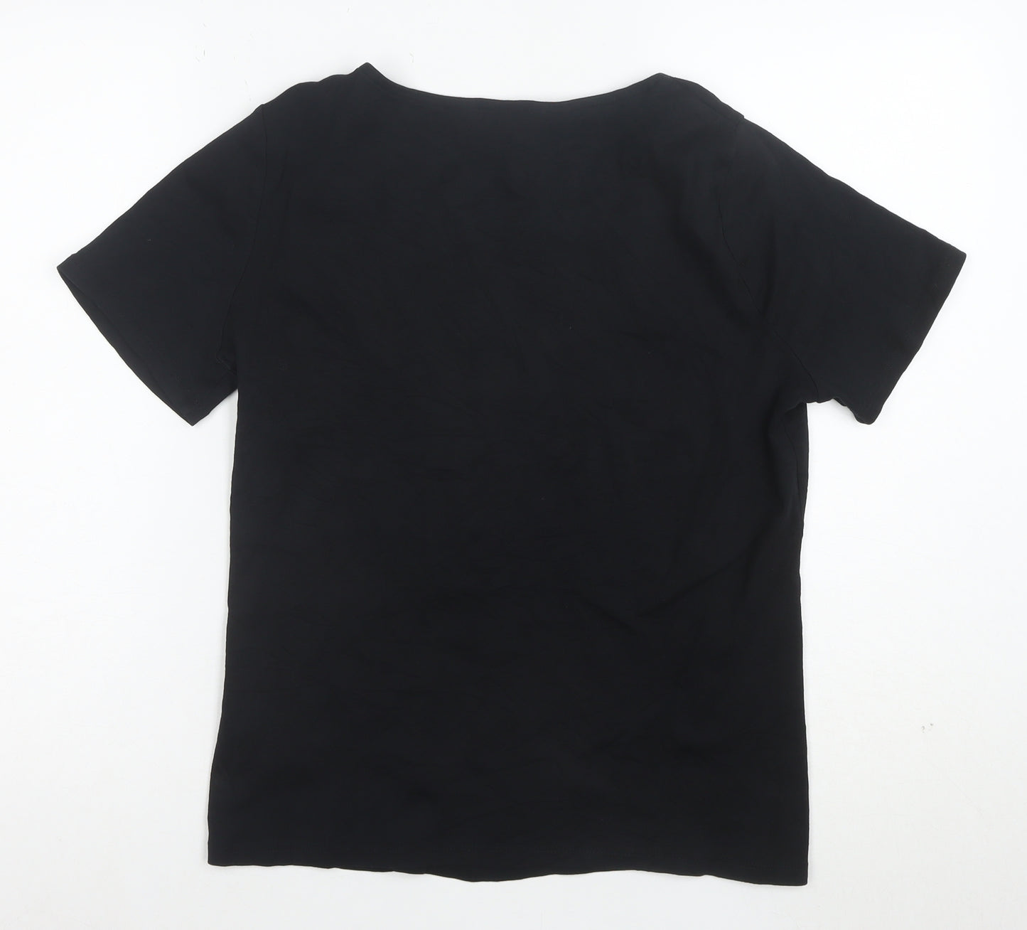 Bonmarche Women's Black Cotton Square Neck Short Sleeve T-Shirt Size 18