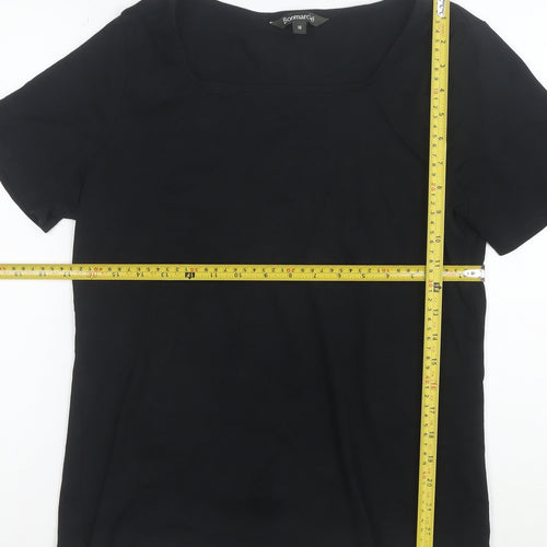 Bonmarche Women's Black Cotton Square Neck Short Sleeve T-Shirt Size 18