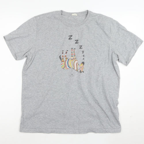 Paul Smith Unisex Grey Zebra Print Cotton T-Shirt Size S