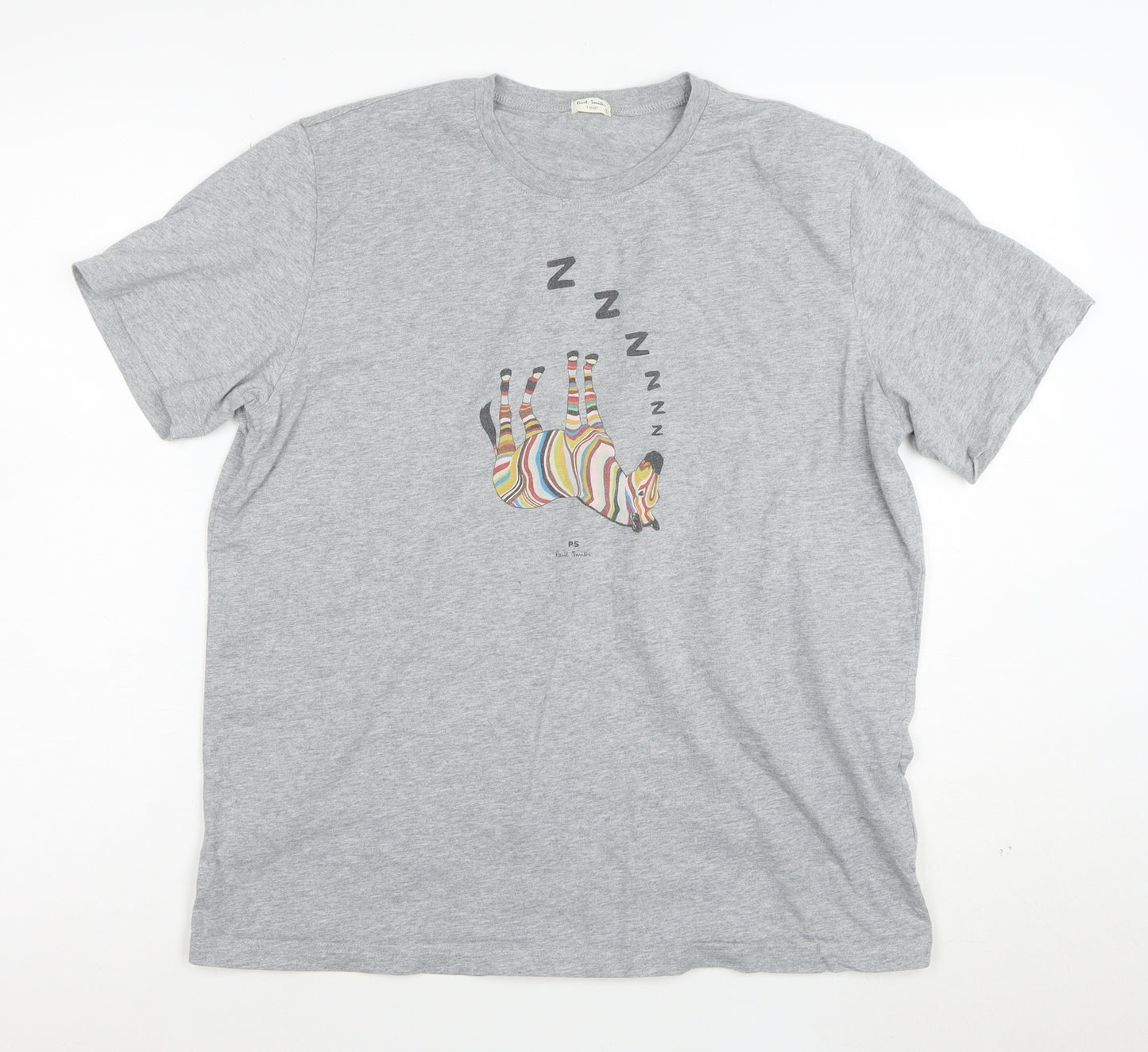 Paul Smith Unisex Grey Zebra Print Cotton T-Shirt Size S