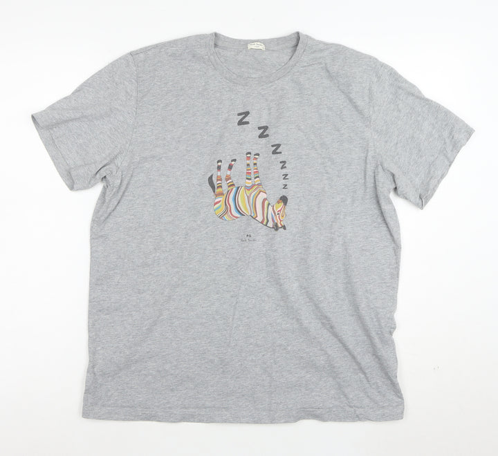 Paul Smith Unisex Grey Zebra Print Cotton T-Shirt Size S