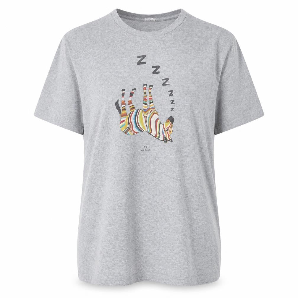 Front view of Paul Smith unisex grey zebra print cotton t-shirt, size S