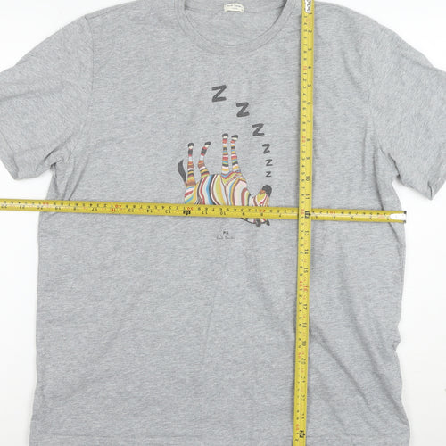 Paul Smith Unisex Grey Zebra Print Cotton T-Shirt Size S