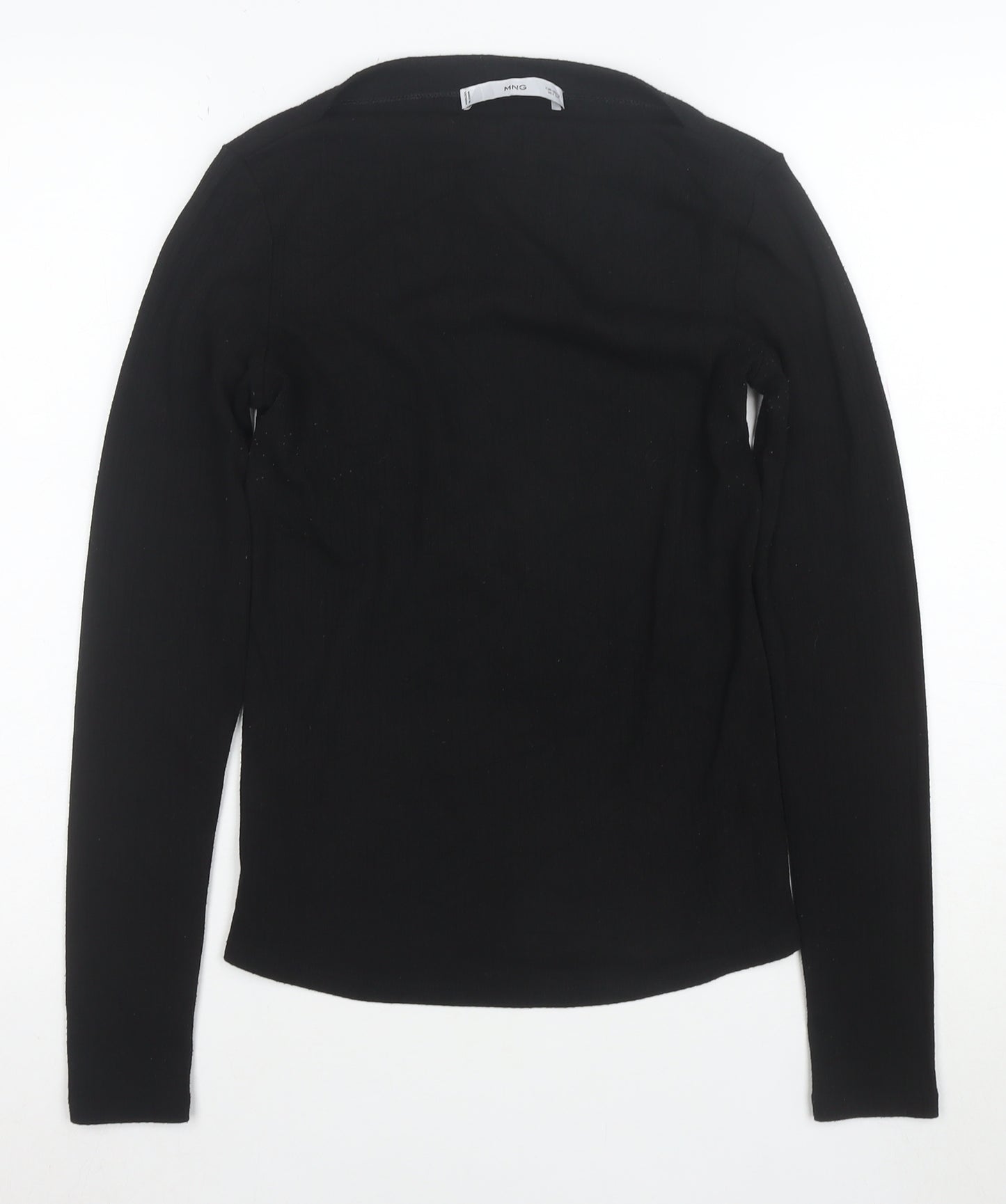 MNG Women's Black Slim Fit Long Sleeve Basic T-Shirt Size S