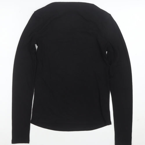 MNG Women's Black Slim Fit Long Sleeve Basic T-Shirt Size S