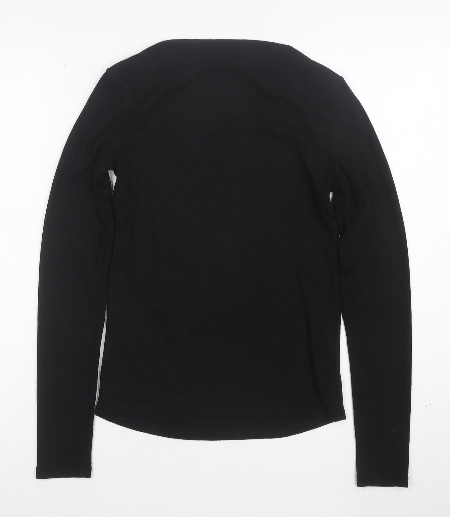 MNG Women's Black Slim Fit Long Sleeve Basic T-Shirt Size S