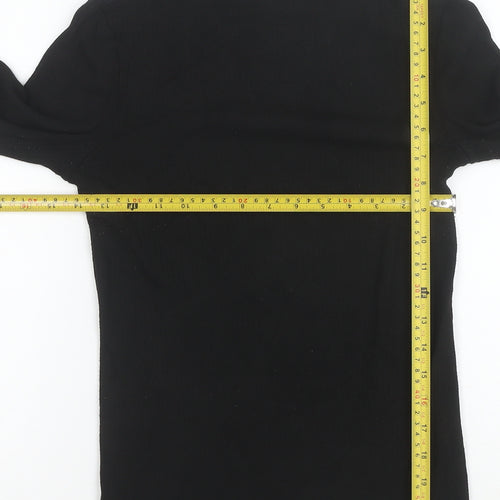 MNG Women's Black Slim Fit Long Sleeve Basic T-Shirt Size S