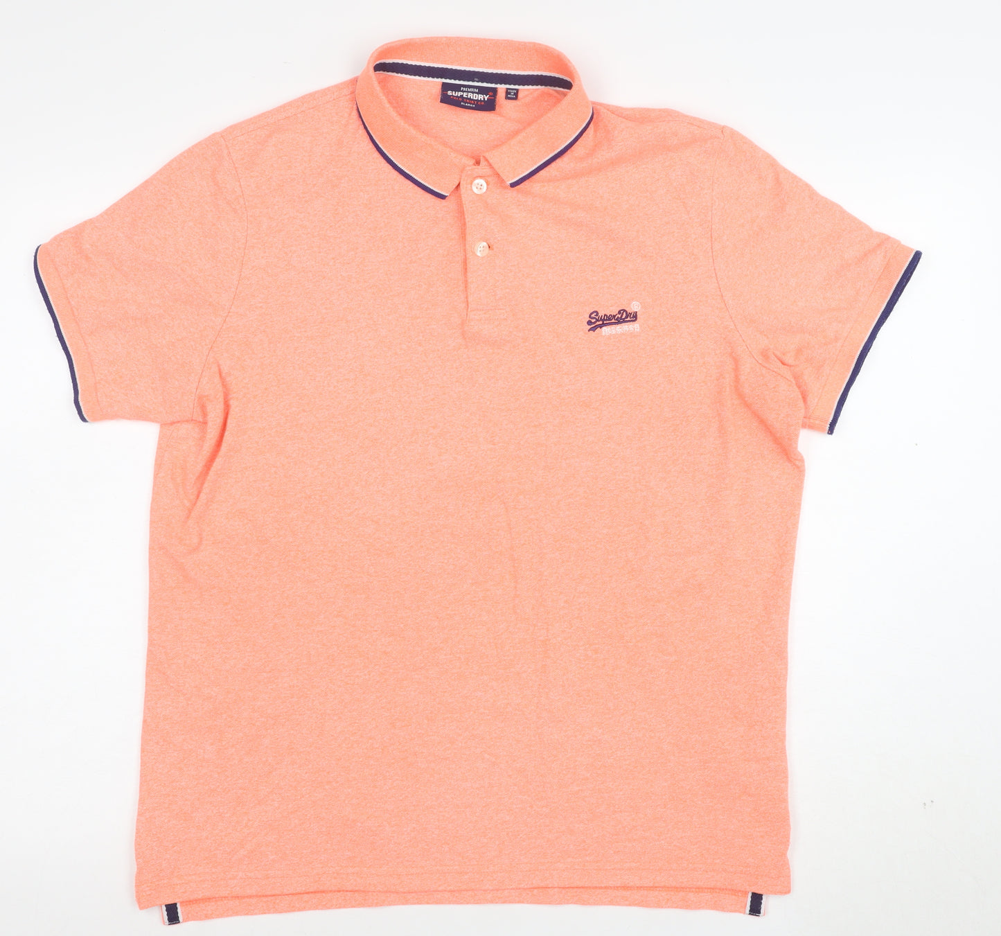 Superdry Mens Orange XL Regular Fit Polo Shirt Cotton Blend