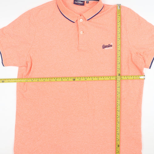 Superdry Mens Orange XL Regular Fit Polo Shirt Cotton Blend