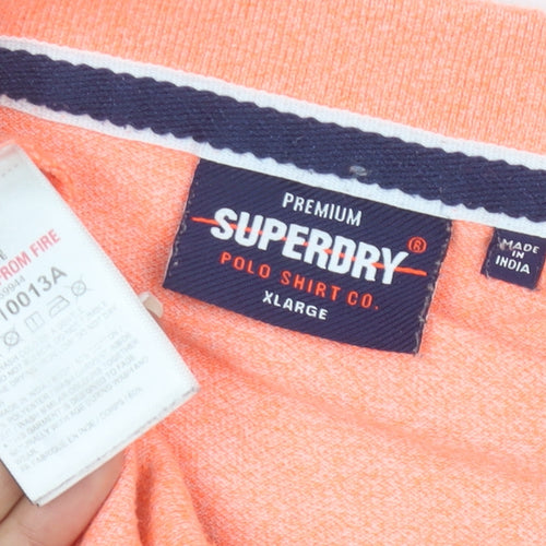 Superdry Mens Orange XL Regular Fit Polo Shirt Cotton Blend
