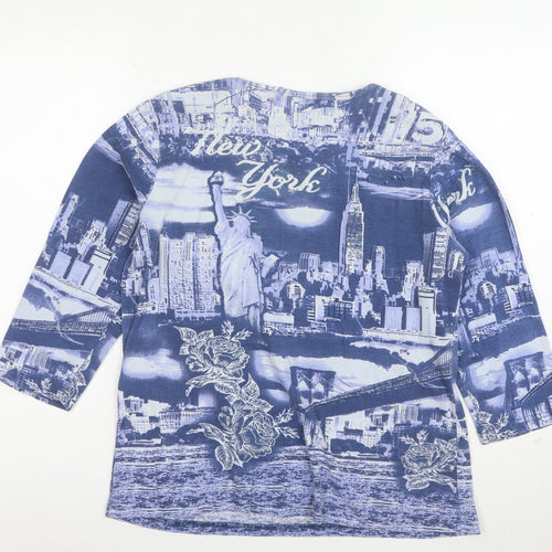 Artscapes Women’s Blue New York Rhinestone Cotton T-Shirt L