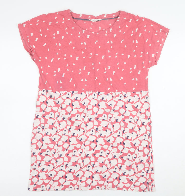 White Stuff Women's Pink Floral Cotton Jersey T-Shirt Size 12