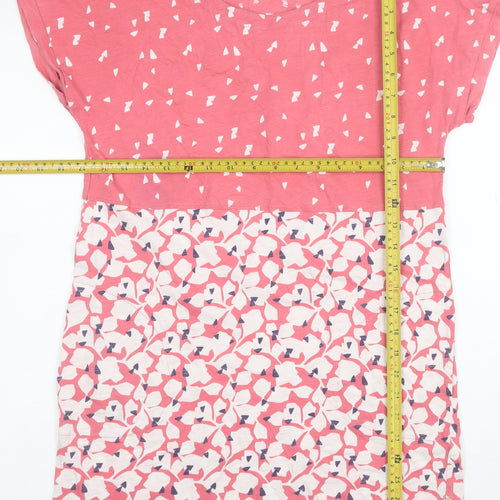 White Stuff Women's Pink Floral Cotton Jersey T-Shirt Size 12