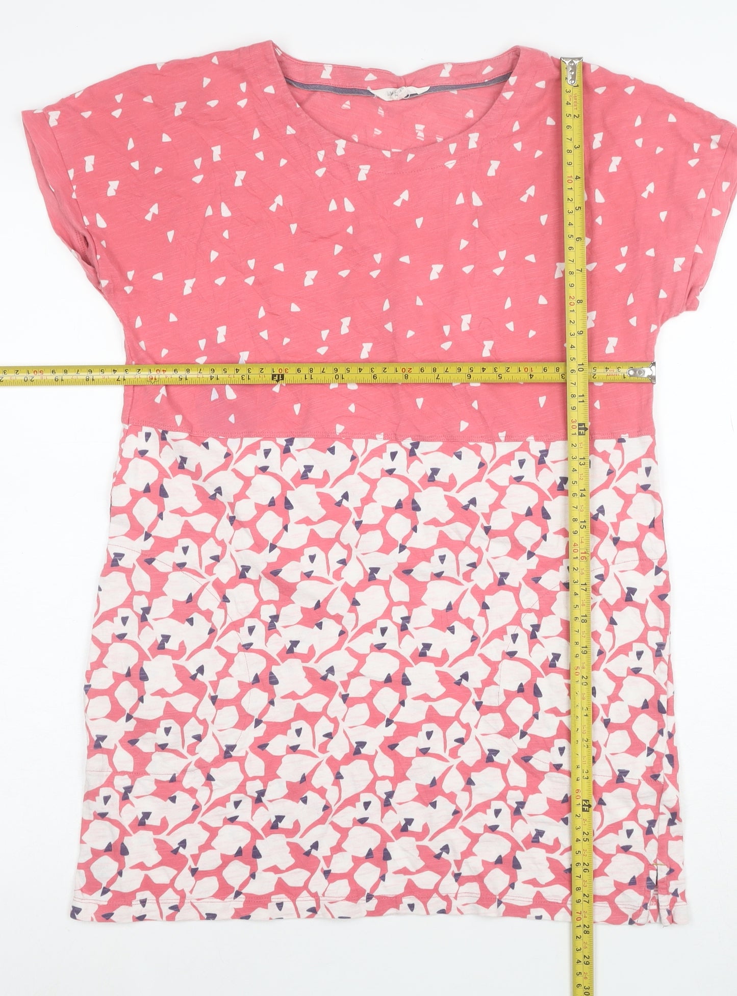White Stuff Women's Pink Floral Cotton Jersey T-Shirt Size 12