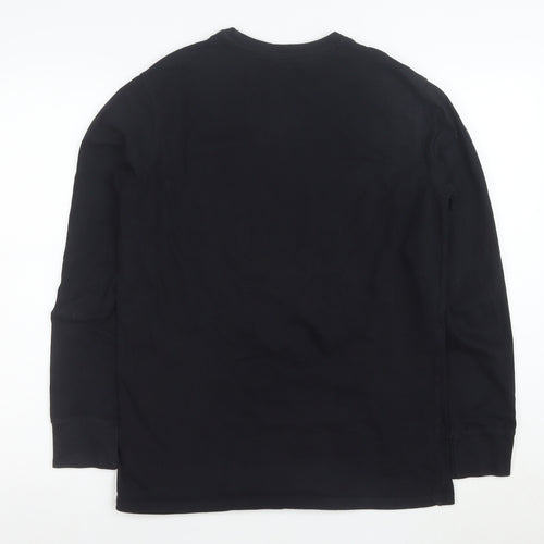 Champion Men's Black Long Sleeve Cotton Crew Neck T-Shirt Size S