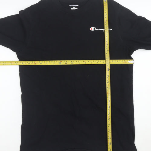 Champion Men's Black Long Sleeve Cotton Crew Neck T-Shirt Size S