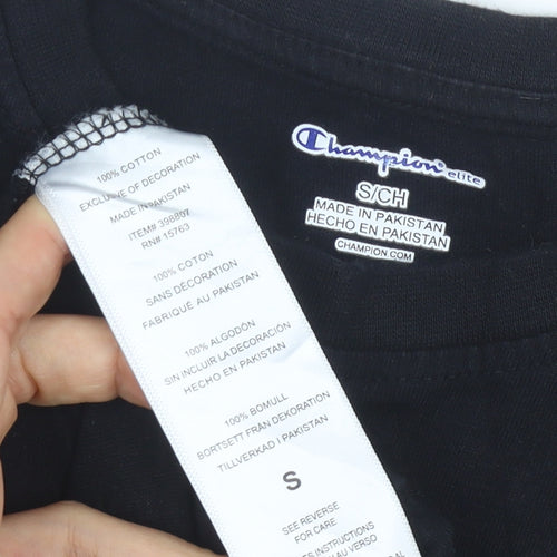 Champion Men's Black Long Sleeve Cotton Crew Neck T-Shirt Size S