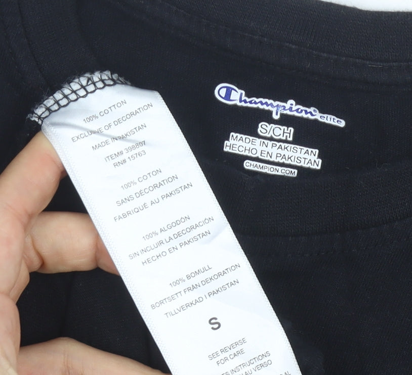Champion Men's Black Long Sleeve Cotton Crew Neck T-Shirt Size S