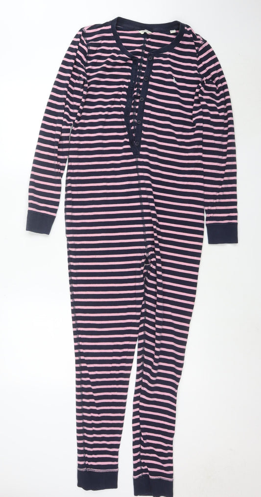 Jack Wills Women’s Navy Pink Striped Cotton Jumpsuit UK 10