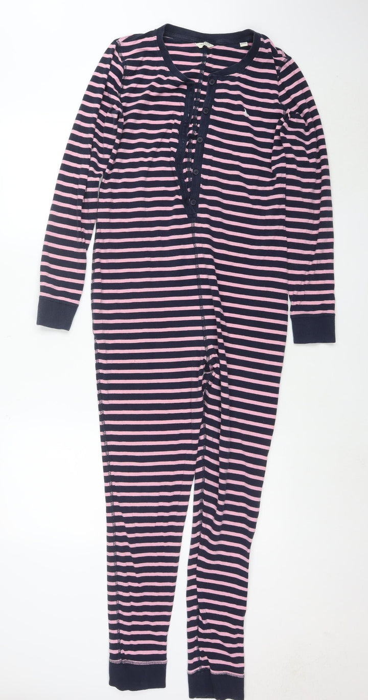 Jack Wills Women’s Navy Pink Striped Cotton Jumpsuit UK 10