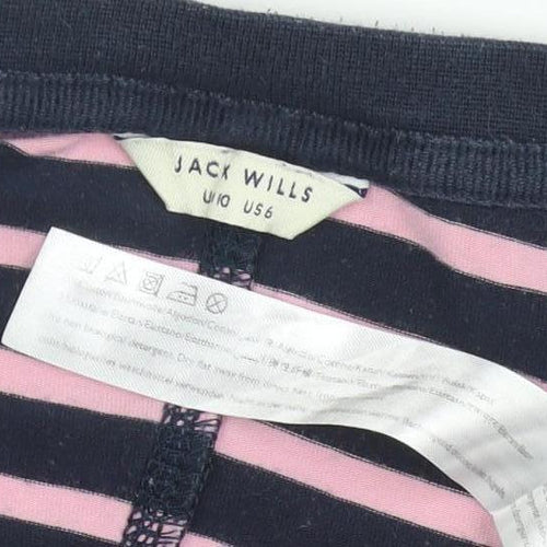Jack Wills Women’s Navy Pink Striped Cotton Jumpsuit UK 10