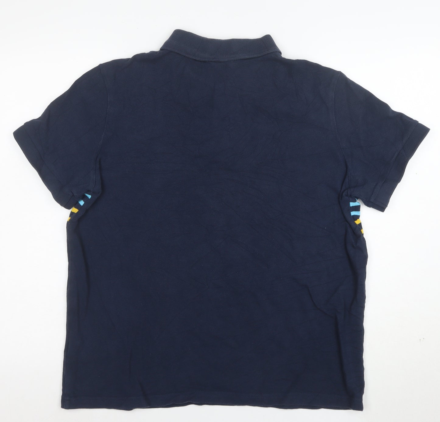 TOG24 Men's Blue Striped Short Sleeve Cotton Polo Shirt Size L