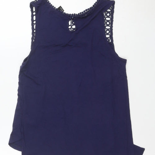 H&M Women's Blue Crochet Trim Sleeveless Camisole Top Size S