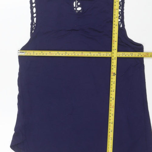 H&M Women's Blue Crochet Trim Sleeveless Camisole Top Size S