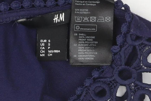 H&M Women's Blue Crochet Trim Sleeveless Camisole Top Size S