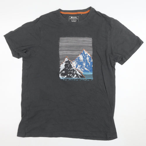 Mountain Warehouse Men’s Grey Cotton Mountain Graphic T-Shirt M