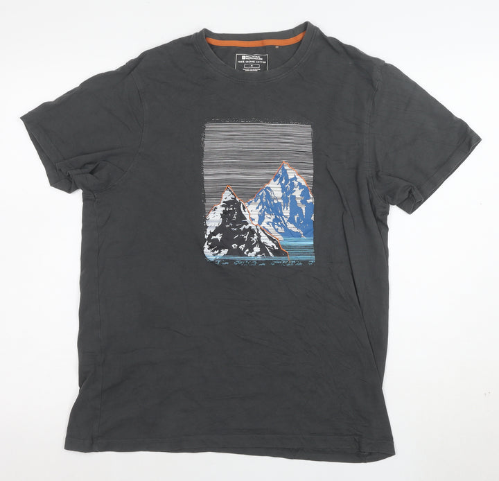 Mountain Warehouse Men’s Grey Cotton Mountain Graphic T-Shirt M