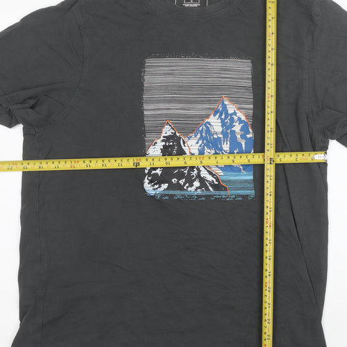 Mountain Warehouse Men’s Grey Cotton Mountain Graphic T-Shirt M