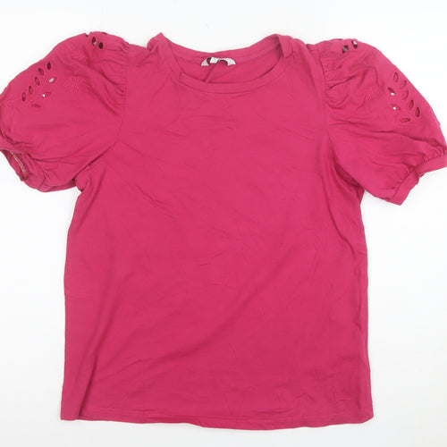 Next Women Pink Cotton Puff Sleeve T-Shirt Size 10