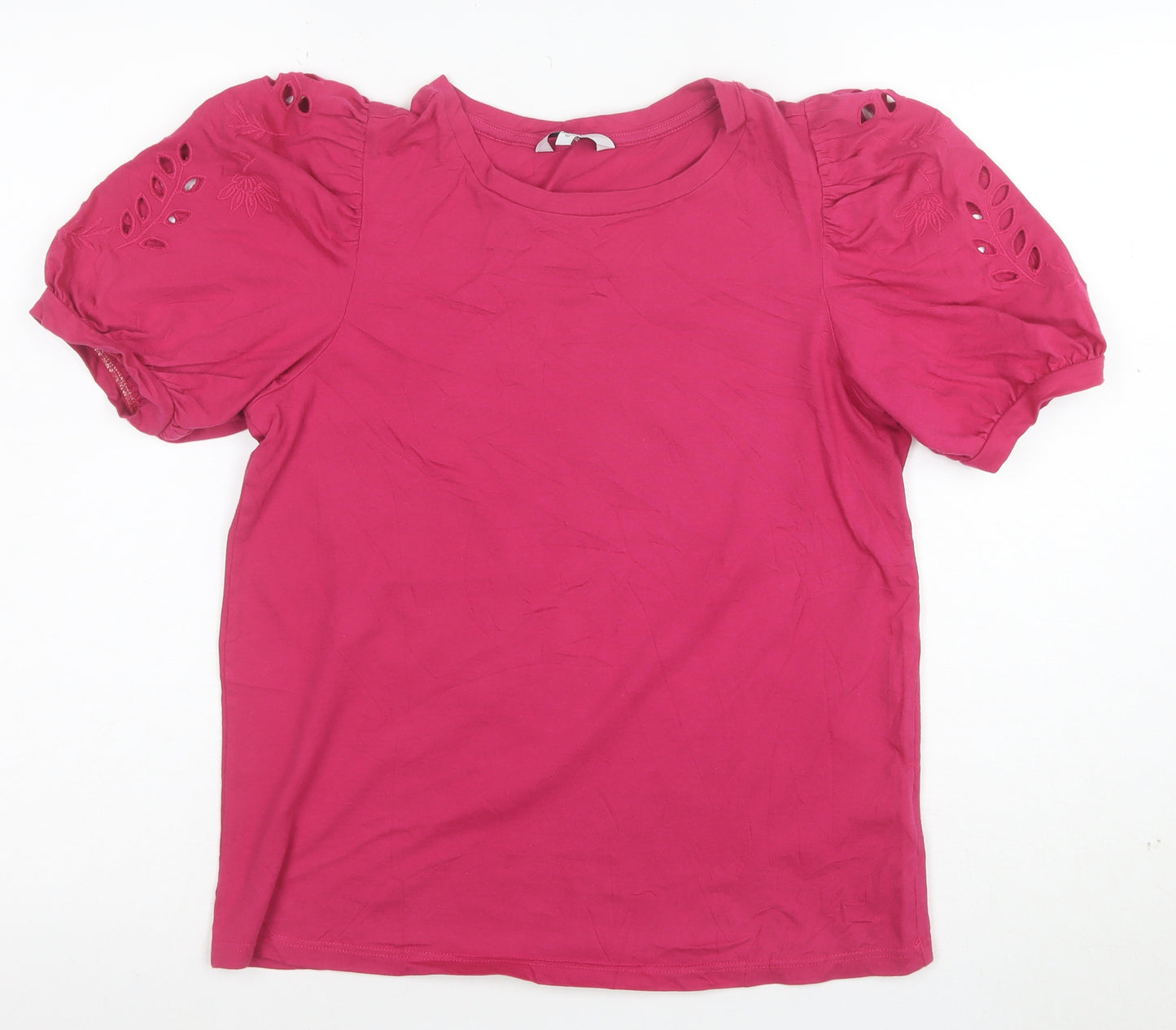 Next Women Pink Cotton Puff Sleeve T-Shirt Size 10