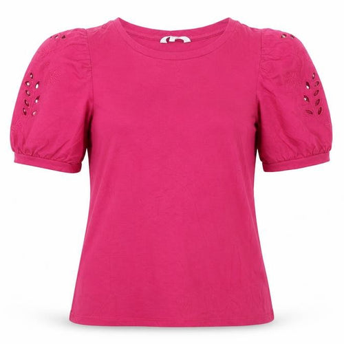 Next Women Pink Cotton Puff Sleeve T-Shirt Size 10