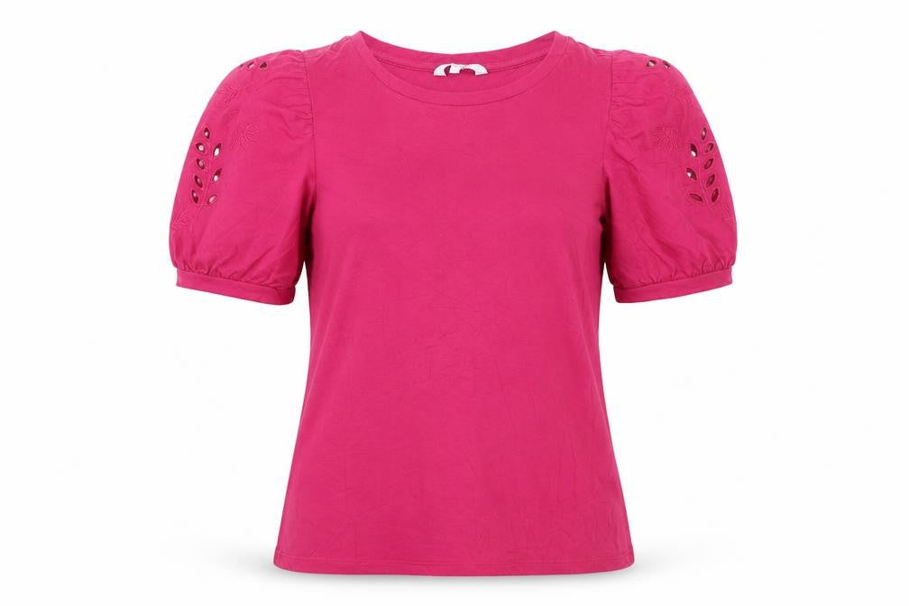 Next Women Pink Cotton Puff Sleeve T-Shirt Size 10